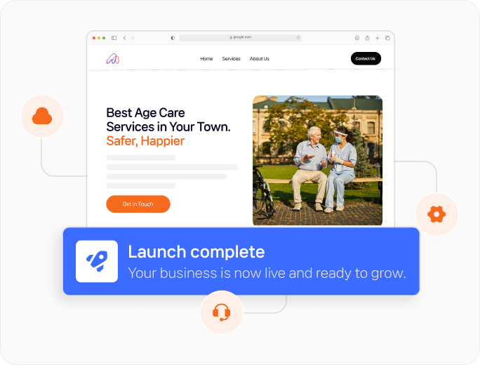 A website launch connected to hosting, updates and support